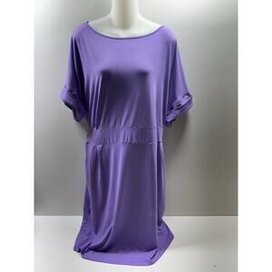 Zenana Women’s Plus Size Dress Lavender 3X Short Sleeve Stretchy Pockets Easter